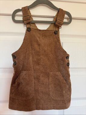 Girls Corduroy Overall Dress - Brown